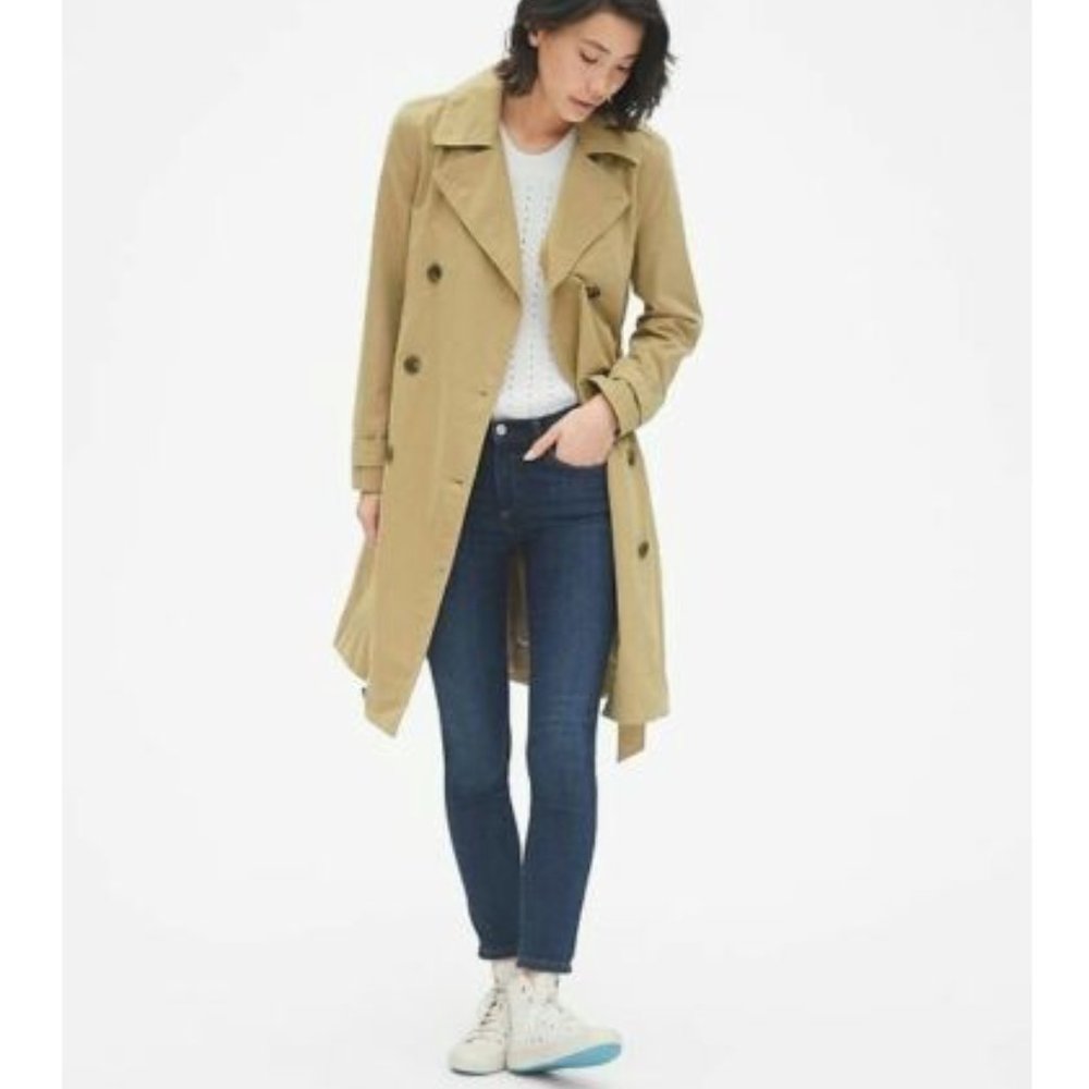 Gap Classic Longline Trench Coat Khaki Twill